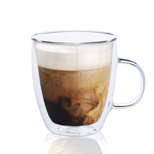 Double Wall Glass Coffee Mug - 12 oz Coffee SAKI Set of 1 