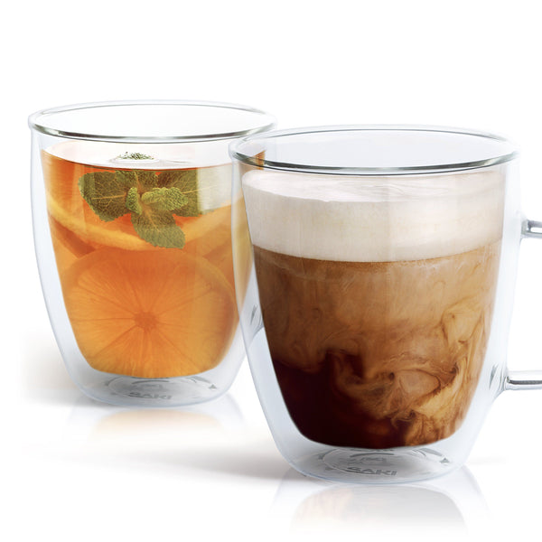 Coffee Mugs Set of 2, Double Wall Coffee Mug 12 OZ, Glass Coffee