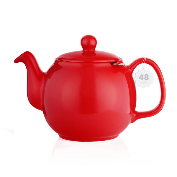 Large Porcelain Teapot, 48 Ounce TEA SAKI Red 