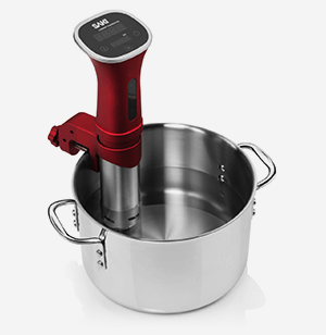 Attach the Sous Vide cooker to pot filled with water